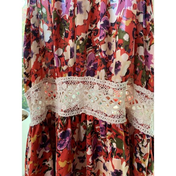 NWT Miss Me Floral Halter Blousen Dress Crochet Sz Large 6741 Spring Summer - Picture 11 of 14